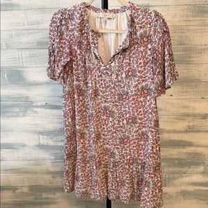 LOFT Petite Floral Tunic Blouse XSP Peplum Boho Top 31” Length